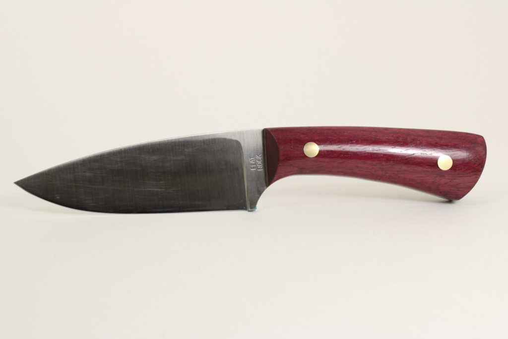 Custom knife w/purple heart handle brass pins